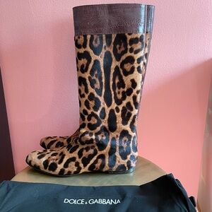 Dolce & Gabbana Women’s Tall Boot Leopard Print Size 39